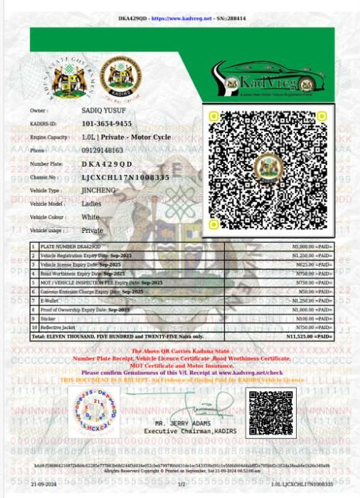 Nigeria Kaduna state vehicle license in PSD format