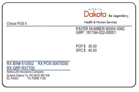 North Dakota health insurance card template in PSD format