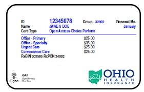 Ohio health insurance card template in PSD format