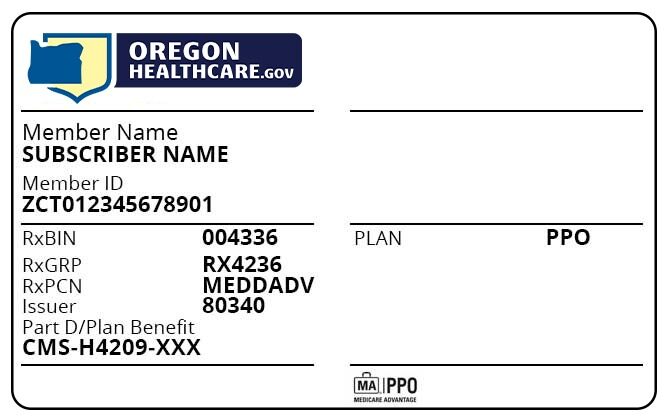Oregon health insurance card template in PSD format