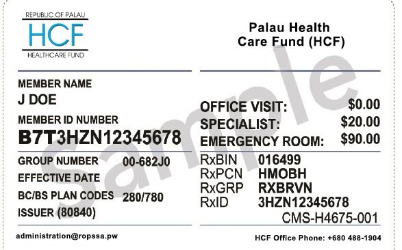 Palau health insurance card template in PSD format