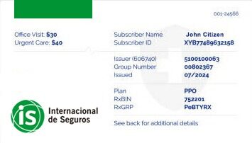 Panama health insurance card template in PSD format