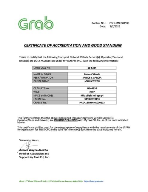 Philippines certificate of accreditation and good standing Word and PDF template