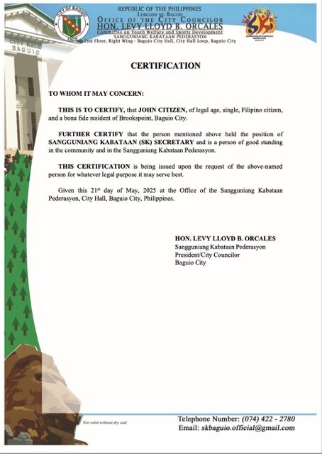 Philippines certificate of good standing Word and PDF template, version 8