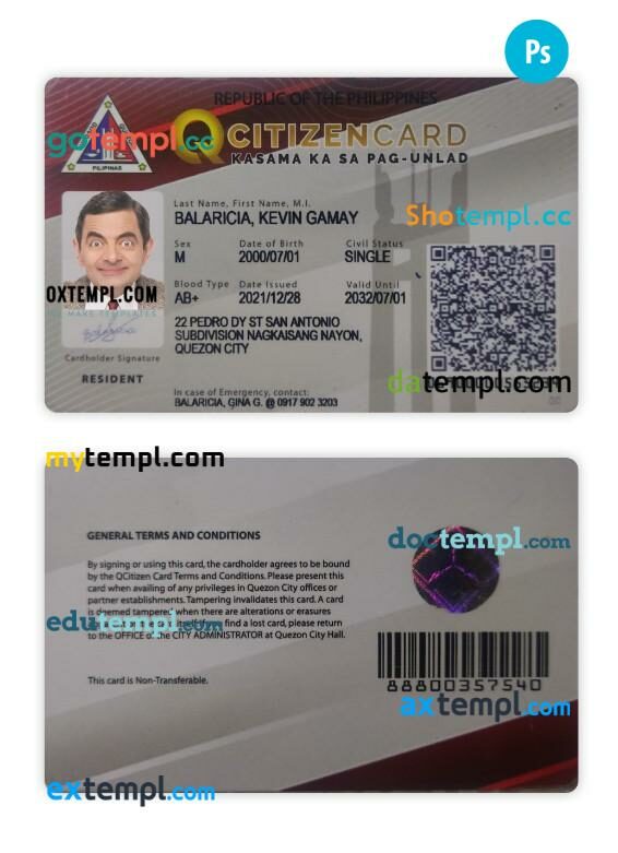Philippines citizen ID card PSD template