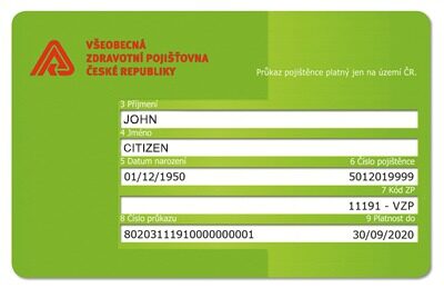 Republic of Czech health insurance card template in PSD format