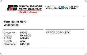 South Dakota health insurance card template in PSD format