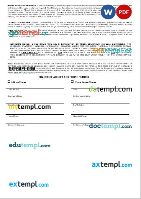 South Sudan Eden Commercial bank mortgage statement in Word and PDF formats