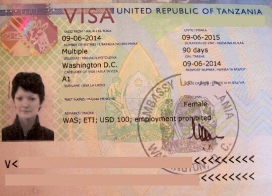 Tanzania visa template in PSD format