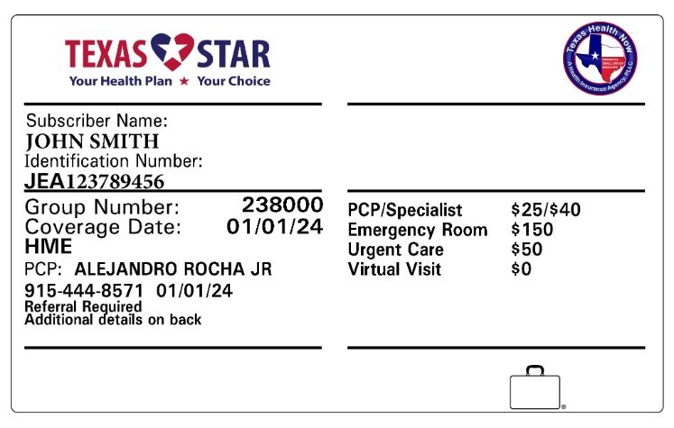 Texas health insurance card template in PSD format