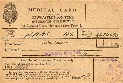 UK Insurance committee medical card template in PSD format