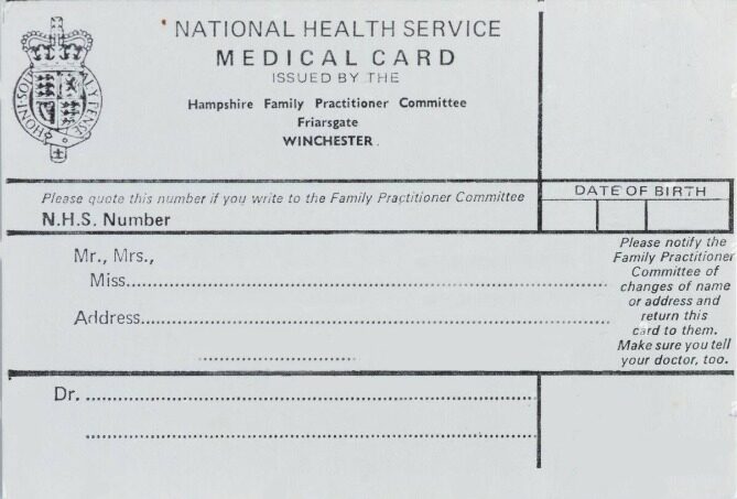 UK National health service medical card template in PSD format