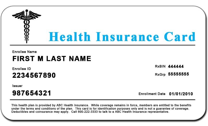 USA ABC health insurance card of health insurance template in PSD format