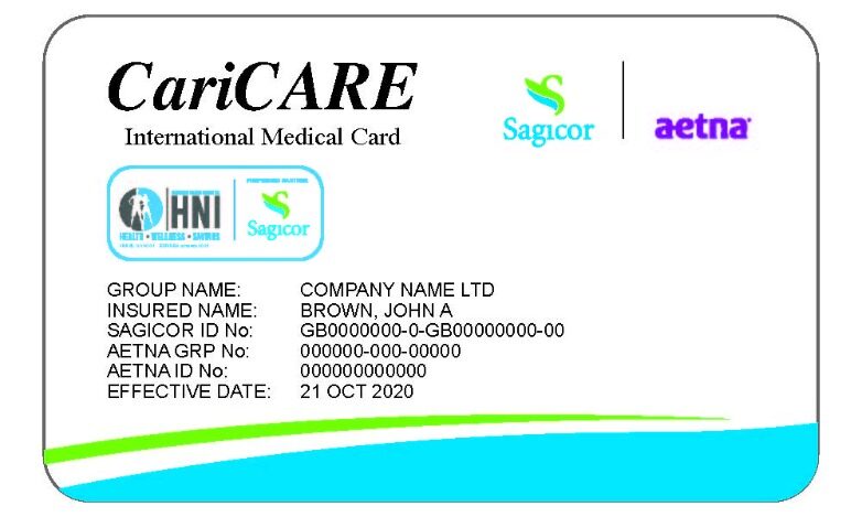 USA CariCare international medical card template in PSD format