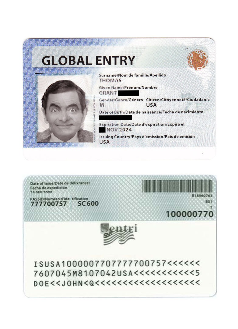 USA Global entry card template in PSD format