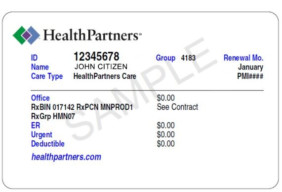 USA HealthPartners health insurance card template in PSD format