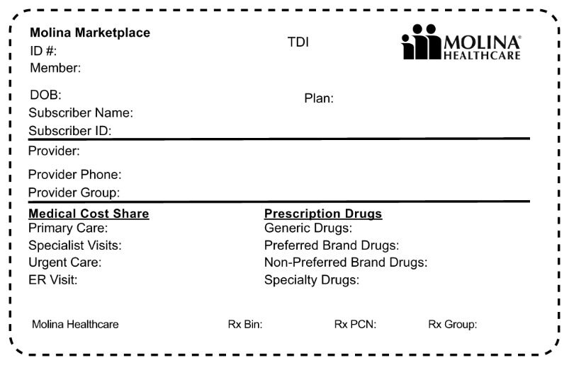 USA Molina HealthCare health insurance card template in PSD format
