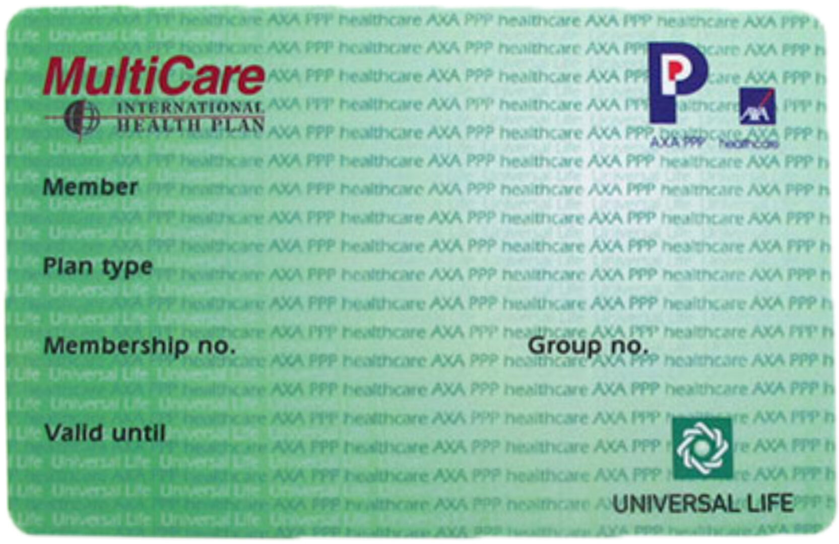 USA MultiCare international health plan card template in PSD format