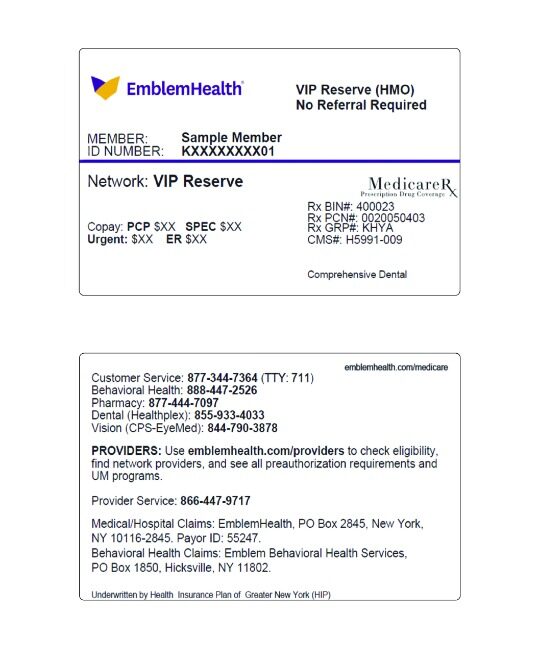 USA New York EmblemHealth health certificate card template in PSD format