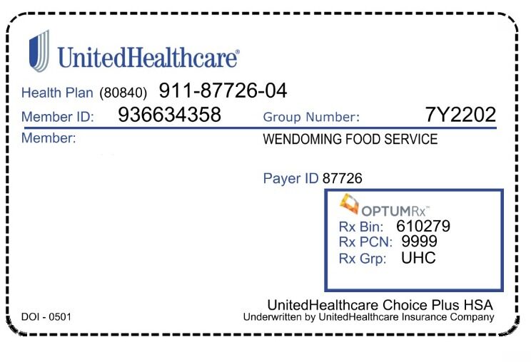 USA UnitedHealthCare health insurance card template in PSD format