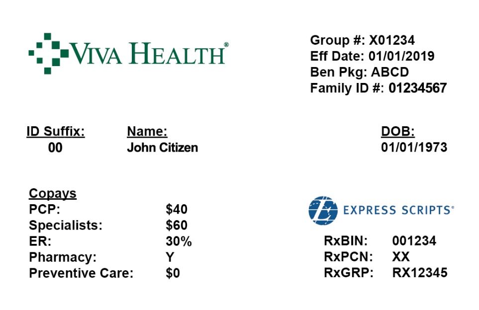 USA VivaHealth health insurance card template in PSD format