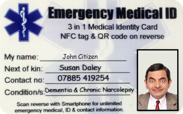 USA emergency medical ID card template in PSD format