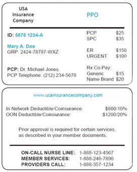 USA health insurance card template in PSD format