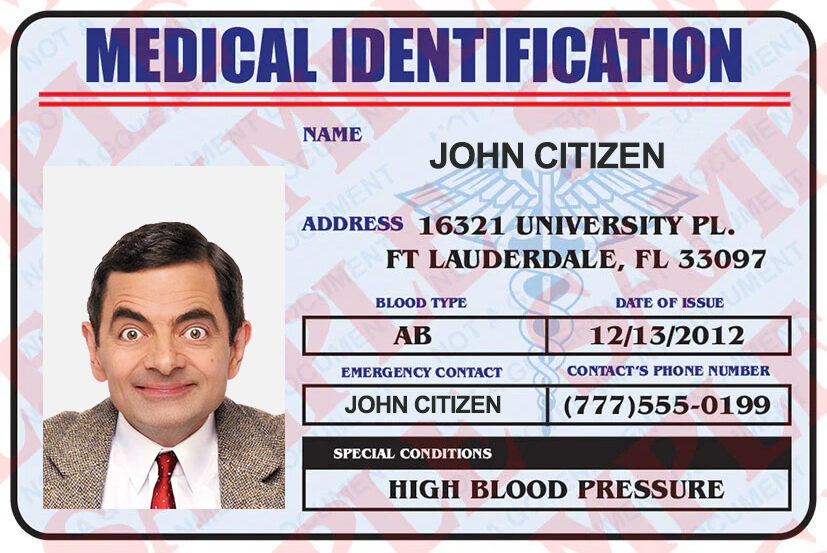 USA medical ID card template in PSD format