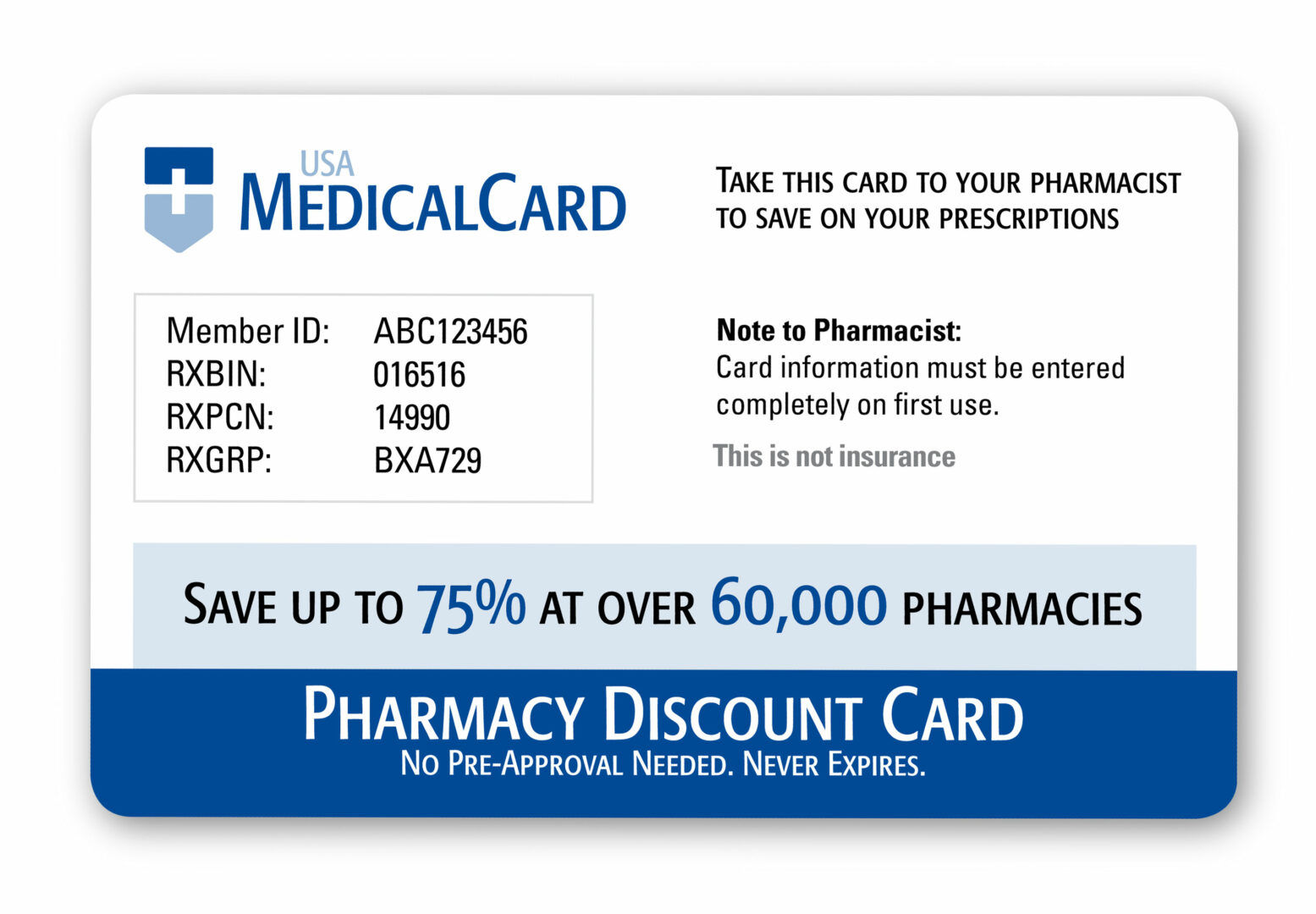 USA medical card template in PSD format