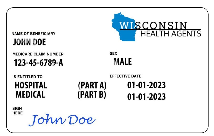 Wisconsin health insurance card template in PSD format
