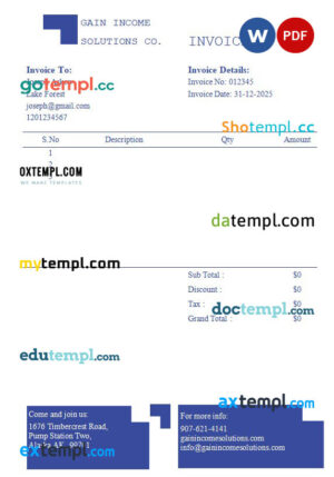 sample Accountancy Firm Invoice template in word and pdf format download