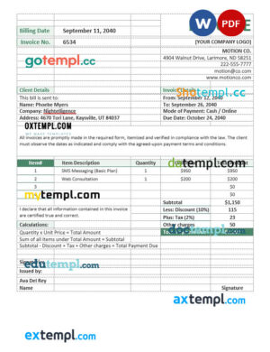 sample Agency Billing template in word and pdf format download
