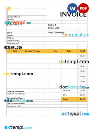 sample Baby Sitting Invoice template in word and pdf format download