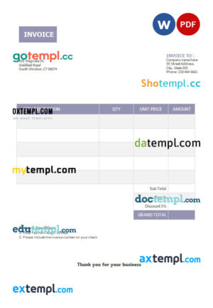 sample Basic Invoice template in word and pdf format download