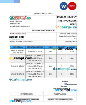 sample Blank Real Estate Invoice Template word and pdf format download