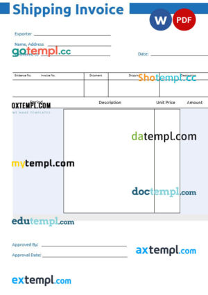 sample Commercial Shipping Invoice template in word and pdf format download