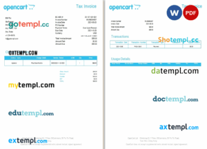 sample Hong Kong OpenCart tax invoice template in Word and PDF format, fully editable download