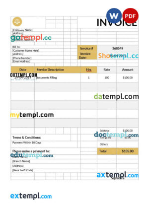 sample Notary Invoice template in word and pdf format download