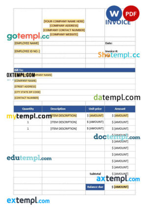 sample Sales Invoice template in word and pdf format download