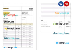 sample Service Tax Calculation Invoice template in word and pdf format download
