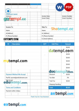 sample Simple Estimate Invoice template in word and pdf format download
