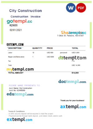 sample USA Buzz Shipping invoice template in Word and PDF format, fully editable download