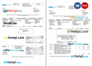 sample USA Dell Technologies invoice template in Word and PDF format, fully editable download