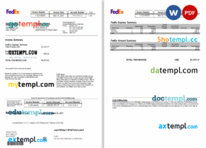 sample USA Fedex invoice template in Word and PDF format, fully editable download