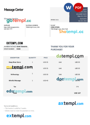 sample USA Max Enterprises invoice template in Word and PDF format, fully editable download