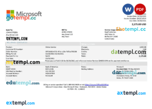 sample USA Microsoft invoice template in Word and PDF format, fully editable download