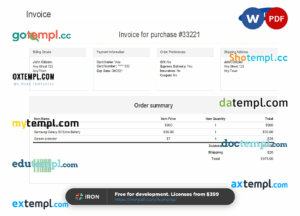 sample USA Samsung invoice template in Word and PDF format, fully editable download