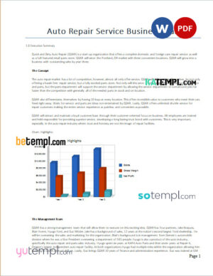 sample Auto repair service invoice template in word and pdf format download