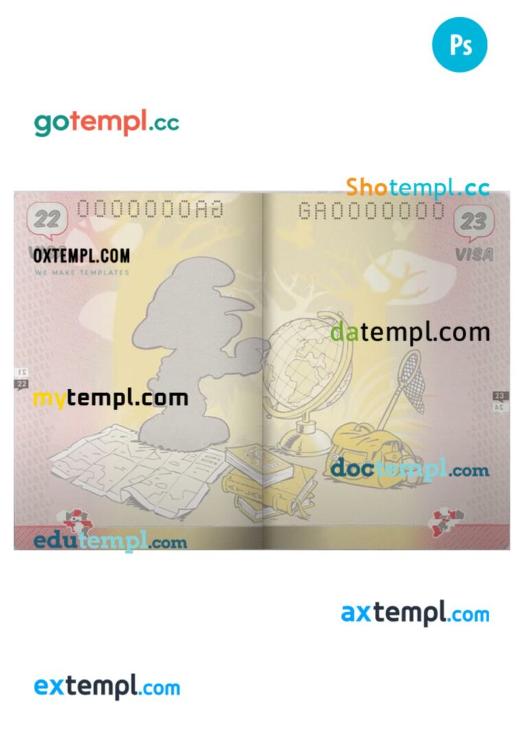 Belgium passport other pages PSD templates