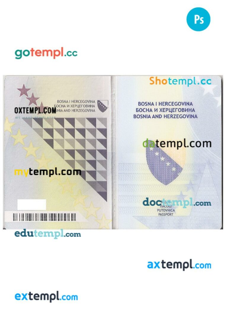 Bosnia and Herzegovina passporrt other pages PSD templates